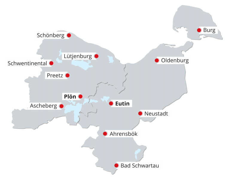 Karte des Verbandsgebiets des Unternehmensverbands Ostholstein - Plön